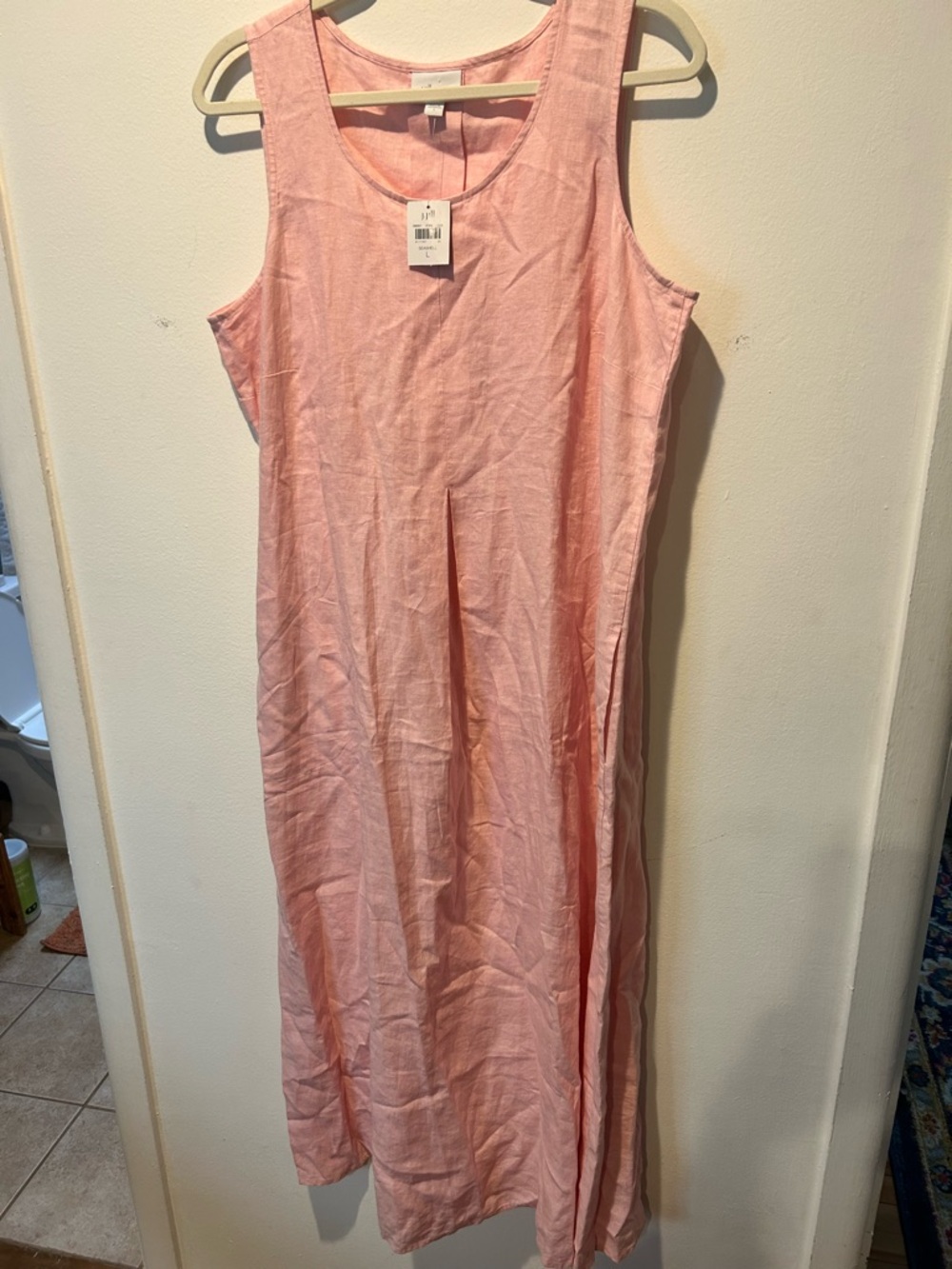NWT! J. Jill Seashell Linen Scoop-Neck Dress in Light Pink